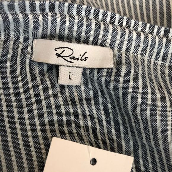 Rails August Bow Tie Dress in August Blue Chambray Pinstripe NWT size Large - Picture 10 of 14